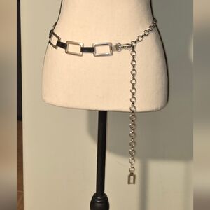 Soho Design Silver-tone Metal And Leather Link Belt VINTAGE